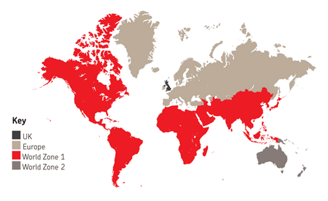 Air Mail Postal Zones