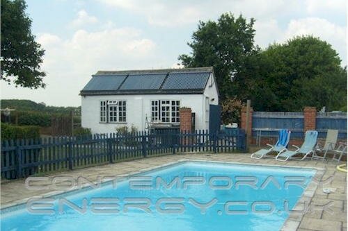 Example of swimming pool heated by solar
